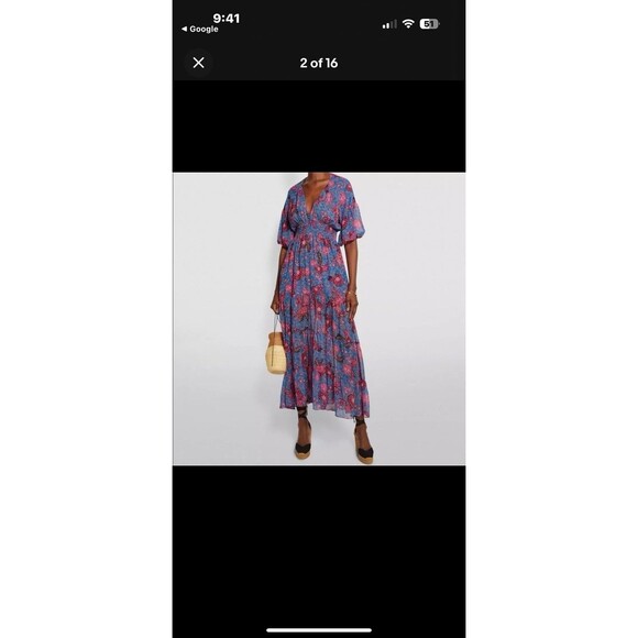 MISA Los Angeles Pippa Floral Tiered Maxi Dress Open Back Night Blooms M $375 - Picture 4 of 10